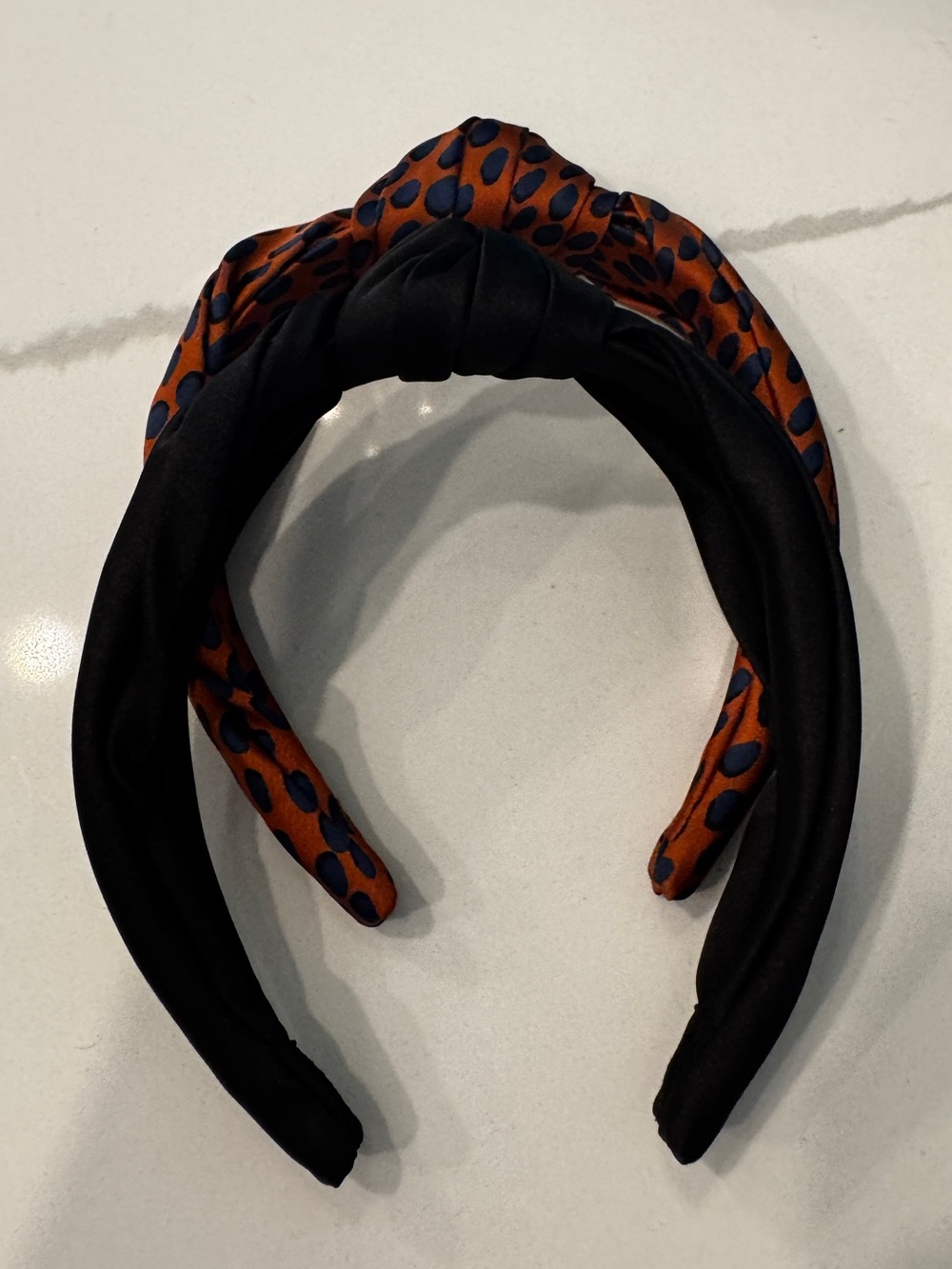 Kate Spade Knotted Headbands NWOT Black Satin & Brown / Navy Blue Leopard Satin